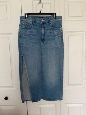 MOTHER Light Blue Denim Midi Skirt with Side Slit - NWT